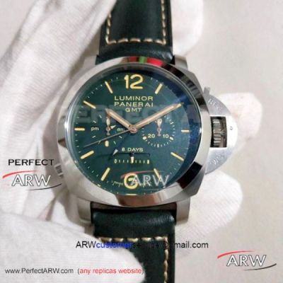 Perfect Replica Panerai Luminor Chrono Monopulsante 8 Days GMT 44MM Watch - 316L SS Case Green Dial